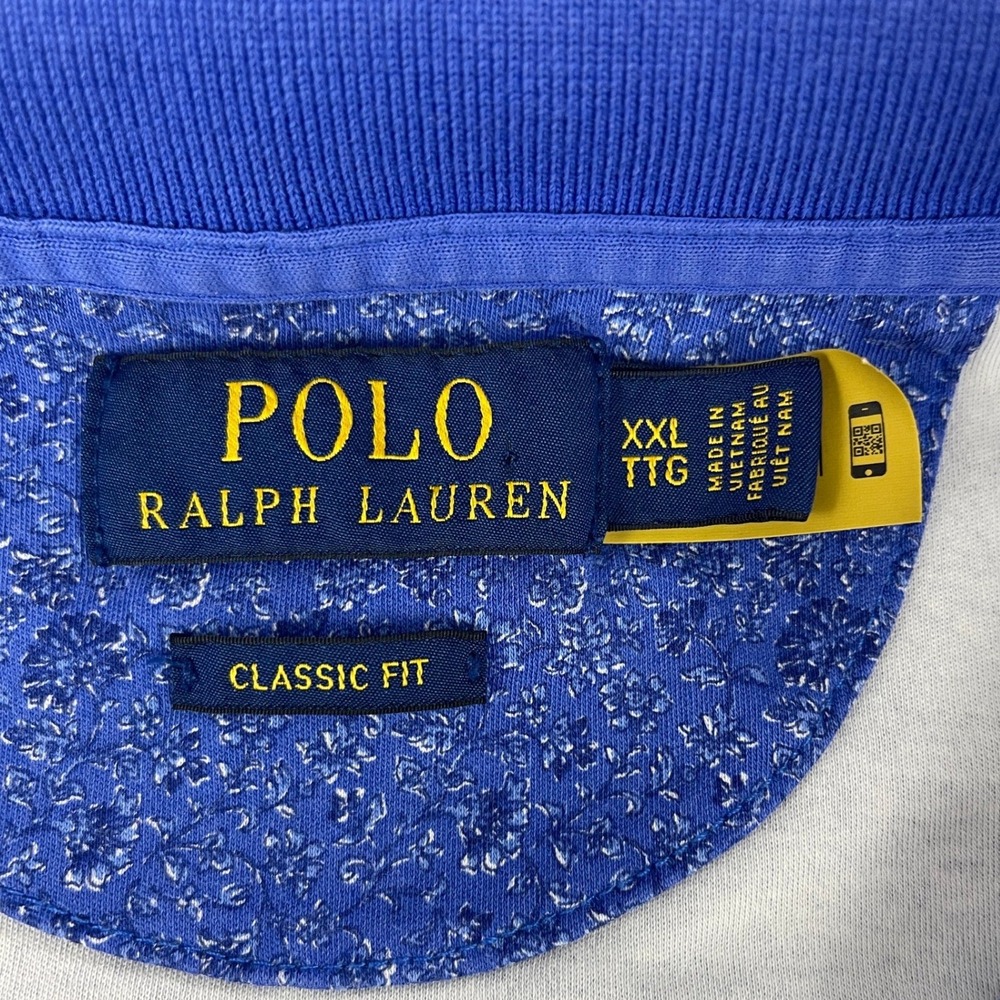 Polo Ralph Lauren Men XXL Blue Floral Polo Shirt Classic Fit Short Sleeve - Picture 3 of 8